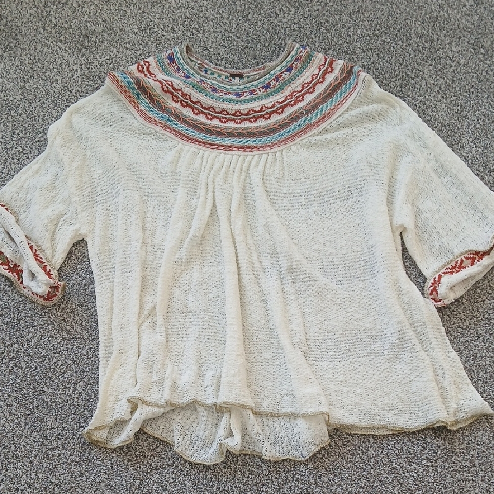 NWOT Free People Vacation Boho Multicolor Embroidery Tpp